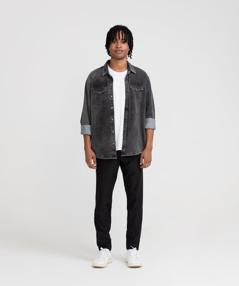 Men's Denim Snap Button Down Shirt